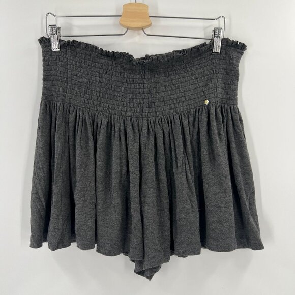 Natural Life XL Gray Smocked Super Soft Knit Pull-On Boho Lounge Shorts - Picture 1 of 8
